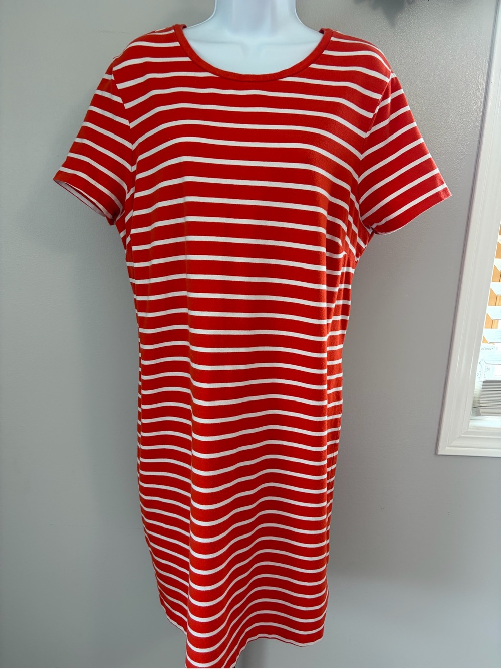 Old Navy- Orange and White Striped Midi Dress